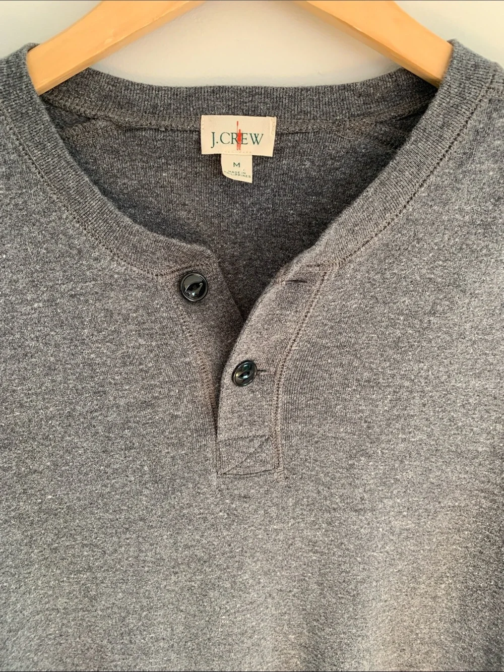 J. Crew Men’s Heritage Brushed Rib Knit Long Sleeve Henley Oarsman Grey Medium